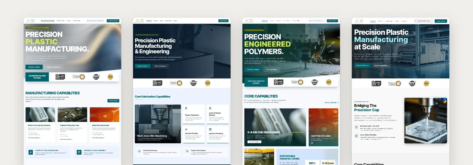 Four homepage designs for Advanced Plastic Technology
