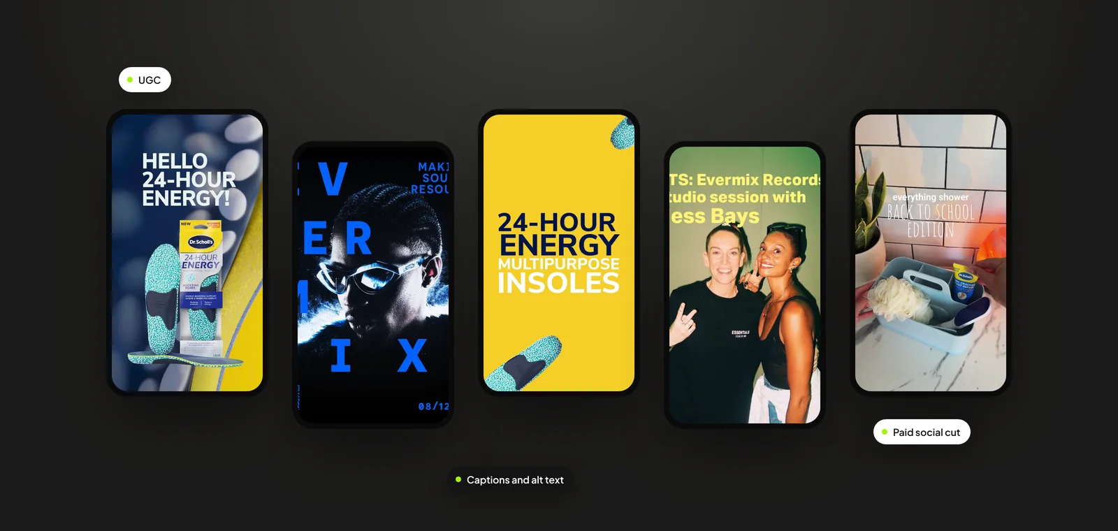Vertical social and UGC videos Freak produced, shown on phone screens