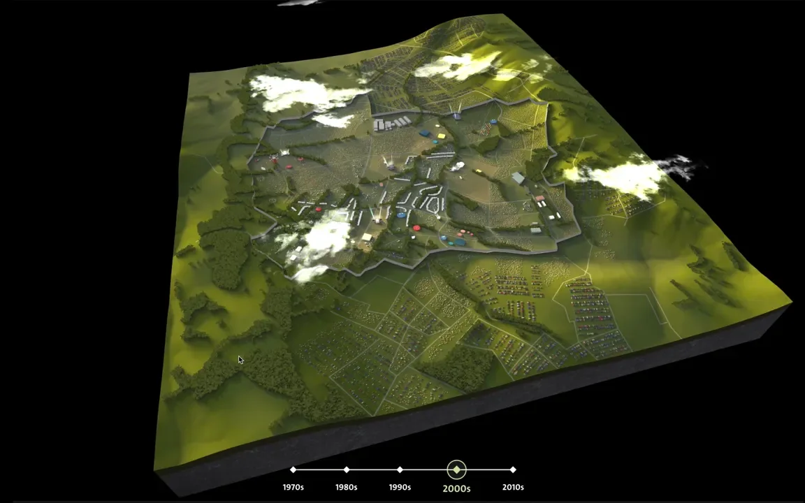 A 3D map of the Glastonbury Festival site from Mapping Glastonbury